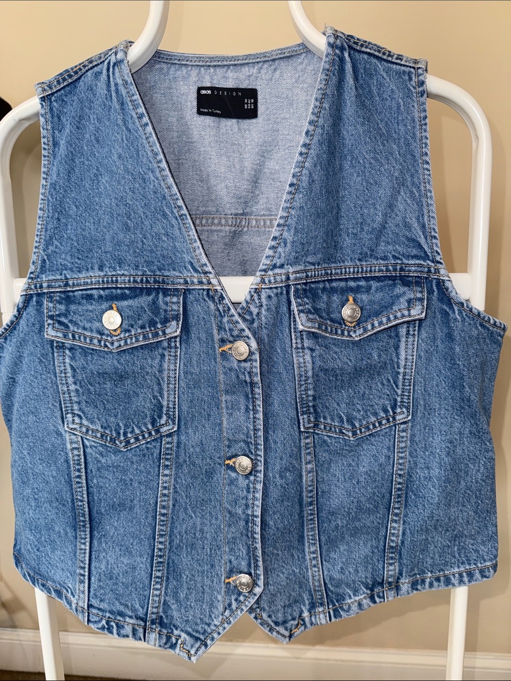 ASOS Light Blue Denim Vest with Button Front